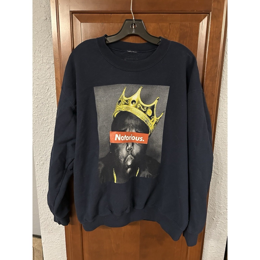 Notorious BIG Biggie Rapper Black Crew Neck Graphic Sweatshirt XL